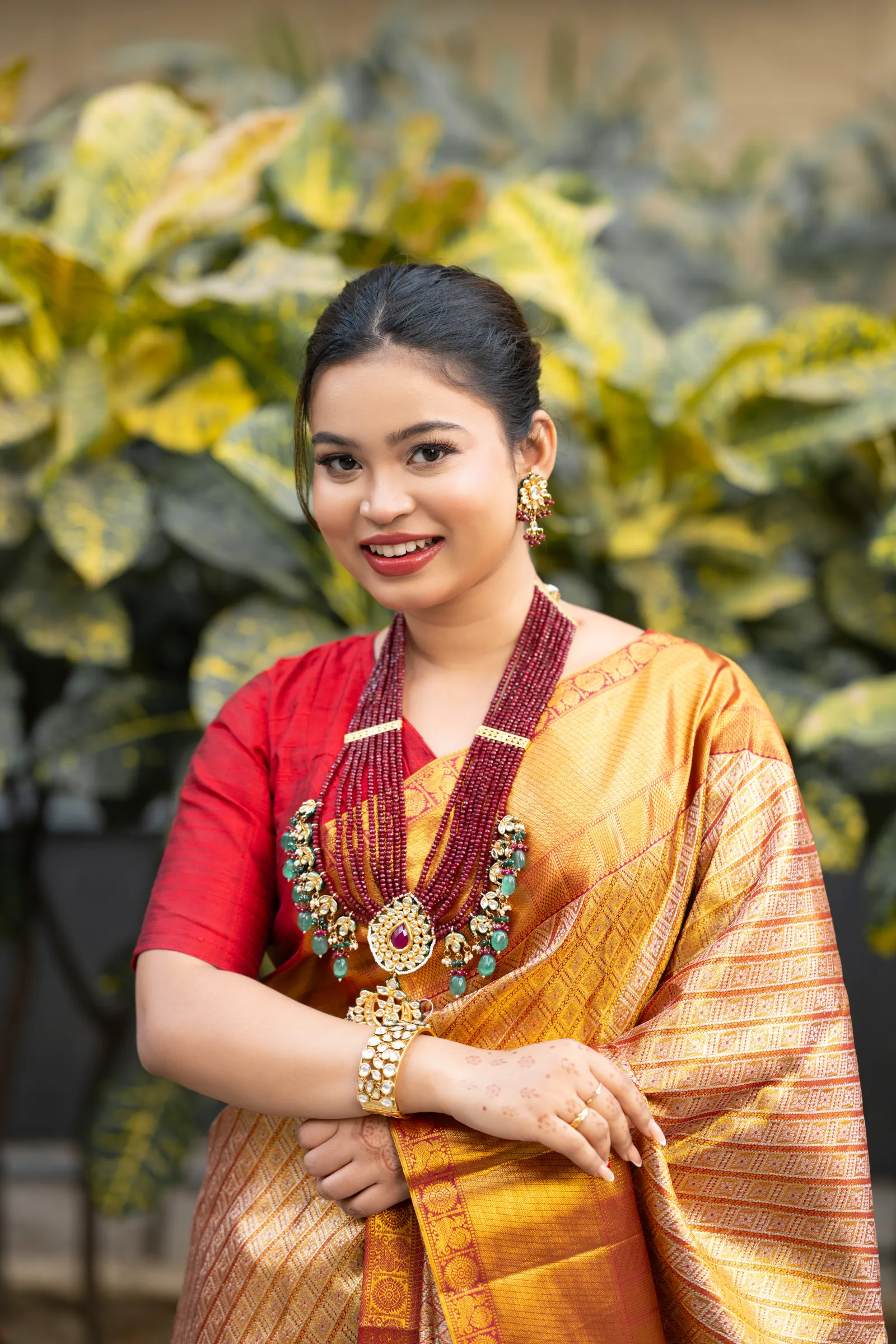 Pure Kanjivaram Tissue Saree with Hand Embroidery – Golden